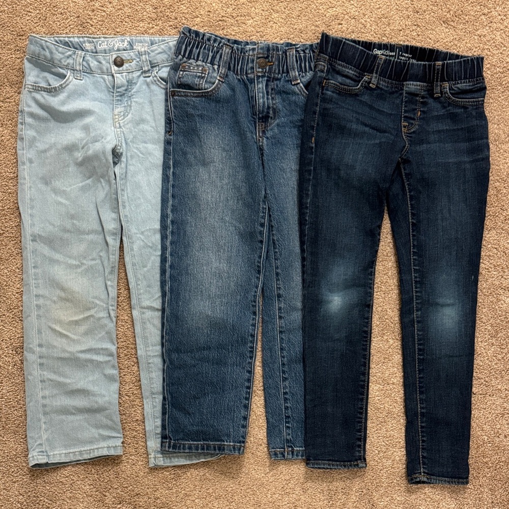 Girls size 6/7 Blue Denim Jeans Trio